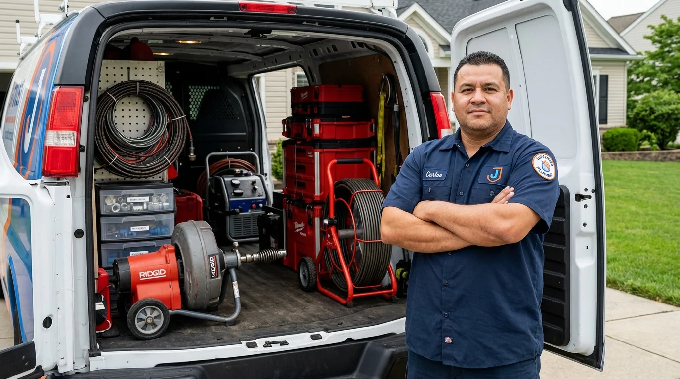 Professional drain cleaning equipment and Johns Plumbing LLC plumber in Waukegan